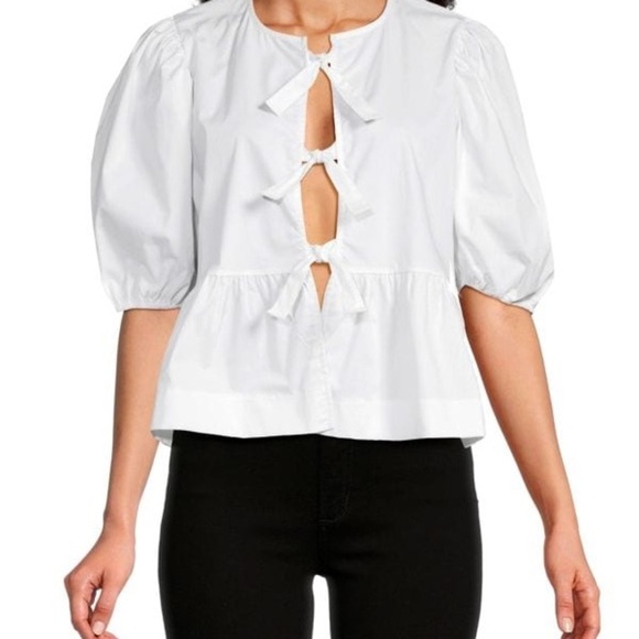 RENEE C. | White Puff Sleeve Blouse - Picture 1 of 11